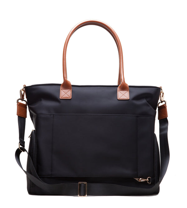 Sarah Wells Abby Breast Pump Tote – Real Leather Straps – Insulated Pockets, Laptop Storage & Easy-Clean Interior