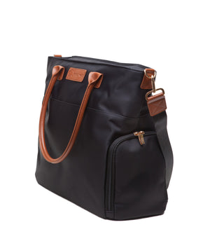 Sarah Wells Abby Breast Pump Tote – Real Leather Straps – Insulated Pockets, Laptop Storage & Easy-Clean Interior