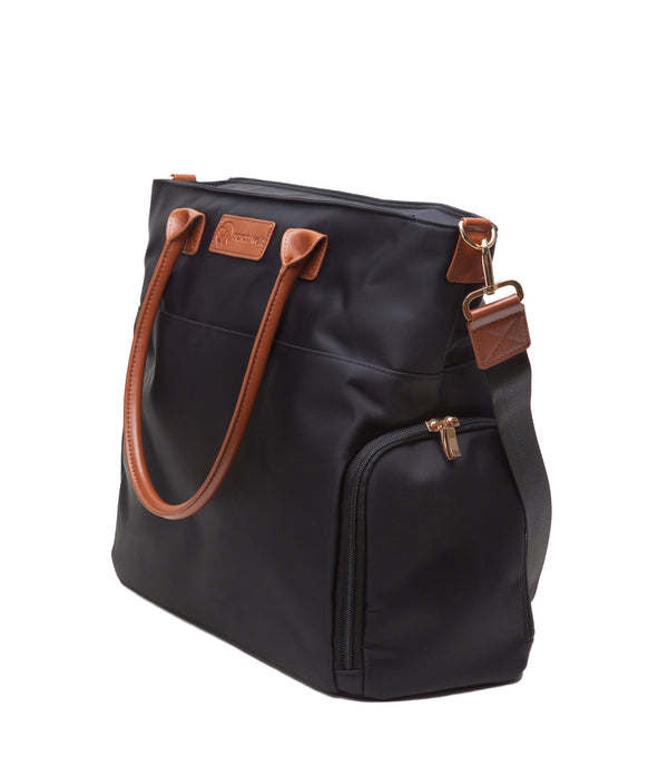 Sarah Wells Abby Breast Pump Tote – Real Leather Straps – Insulated Pockets, Laptop Storage & Easy-Clean Interior