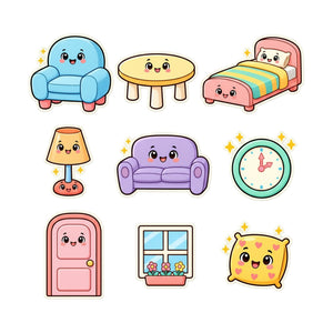 Cute Home Wall Decals, Set of 9, First Words Stickers, image 2