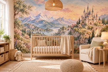 Watercolor Dreamy Kingdom Fairy Tale Wall Mural, image 1