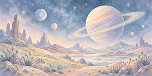 Watercolor Alien Planet Wall Mural, image 3
