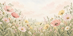 Watercolor Poppy Meadow Wall Mural, image 2