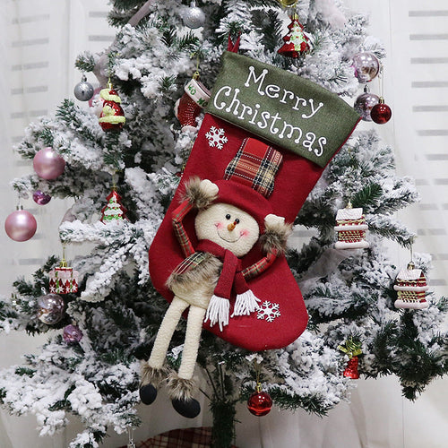 2024 Christmas big stockings 3D plush decor, festive holiday accessory for baby’s first Christmas celebrations.