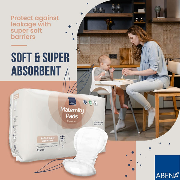 Abena Maternity Pads, Super - Essential postpartum recovery pads for comfort and protection.