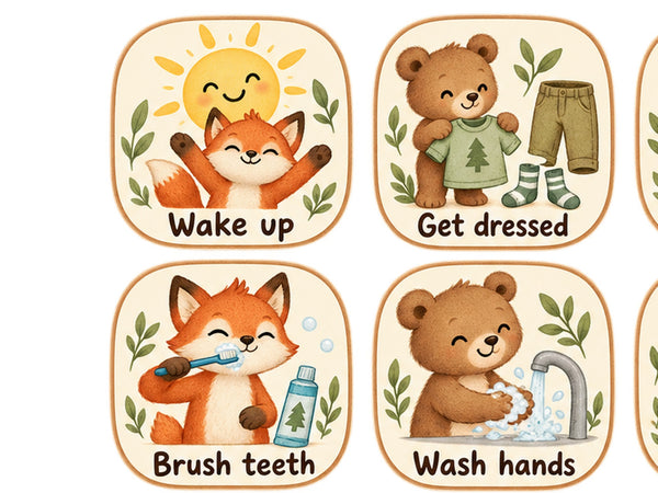 Woodland Daily Routine Wall Decals, Set of 12, image 4