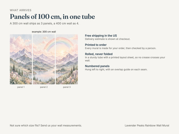 Watercolor Lavender Peaks Rainbow Wall Mural, image 7