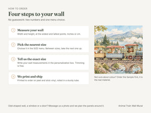Watercolor Animal Train Wall Mural, image 6