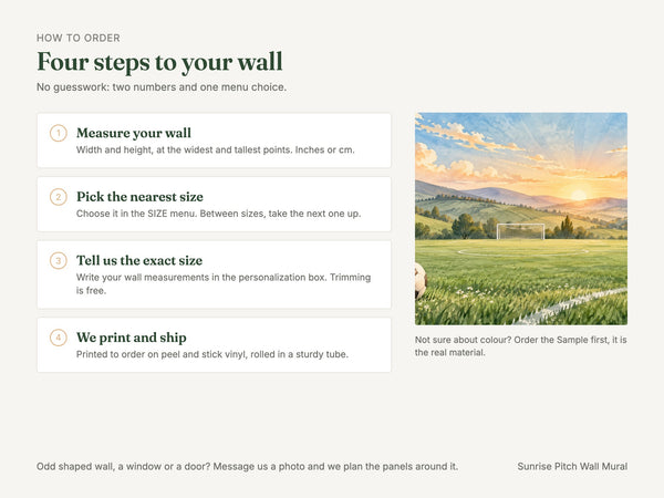 Watercolor Sunrise Pitch Soccer Wall Mural, image 6