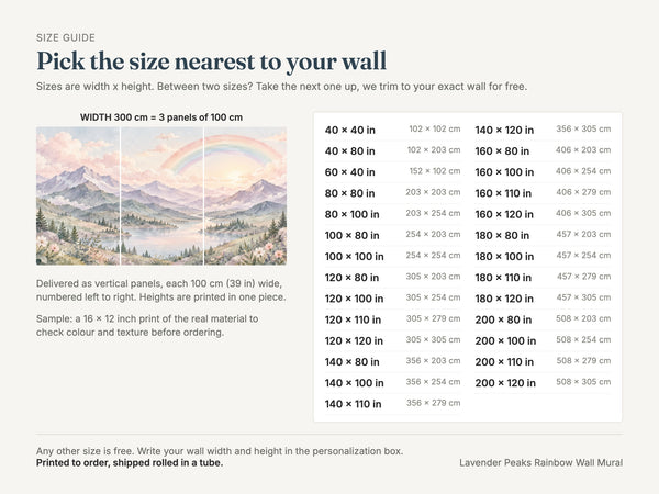 Watercolor Lavender Peaks Rainbow Wall Mural, image 4