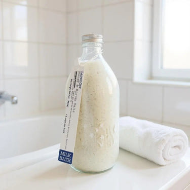 Lavender Milk Bath soak for babies, soothing and gentle for a calming bath experience.