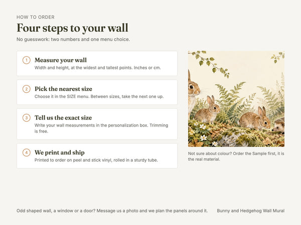 Watercolor Bunny and Hedgehog Wall Mural, image 5