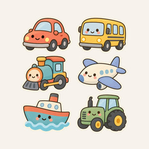 Soft Vehicles Wall Decals, Set of 6, Baby First Words, image 3