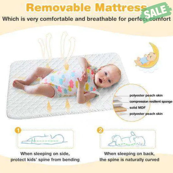 Adjustable Baby Bedside Crib with Large Storage-Gray Dark Gray Bassinets & Bedside Sleepers