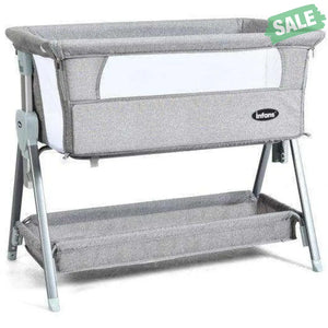 Adjustable Baby Bedside Crib with Large Storage-Gray Dark Gray Bassinets & Bedside Sleepers