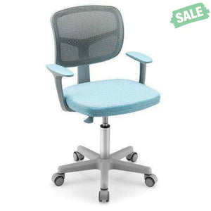 Adjustable Desk Chair with Auto Brake Casters for Kids-Blue Blue Kids Chairs & Seating