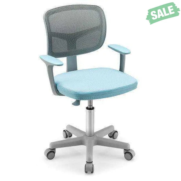 Adjustable Desk Chair with Auto Brake Casters for Kids-Blue Blue Kids Chairs & Seating