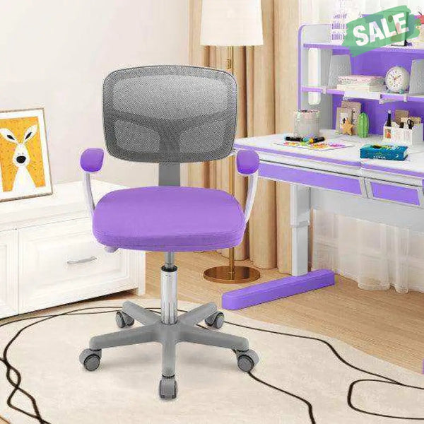 Adjustable Desk Chair with Auto Brake Casters for Kids-Blue Blue Kids Chairs & Seating