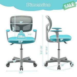 Adjustable Desk Chair with Auto Brake Casters for Kids-Blue Blue Kids Chairs & Seating