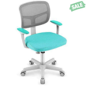 Adjustable Desk Chair with Auto Brake Casters for Kids-Blue Blue Kids Chairs & Seating