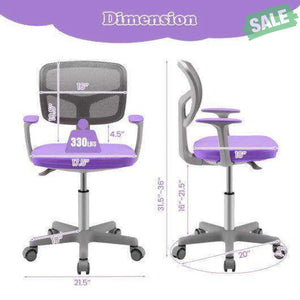 Adjustable Desk Chair with Auto Brake Casters for Kids-Blue Blue Kids Chairs & Seating