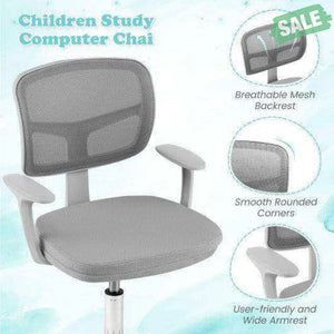Adjustable Desk Chair with Auto Brake Casters for Kids-Blue Blue Kids Chairs & Seating