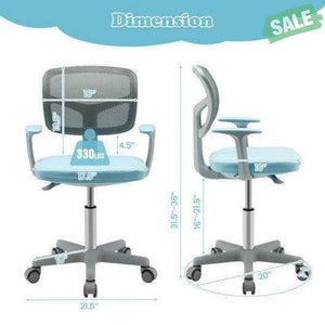 Adjustable Desk Chair with Auto Brake Casters for Kids-Blue Blue Kids Chairs & Seating