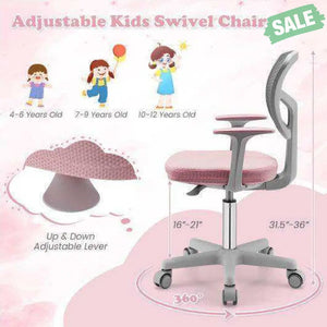 Adjustable Desk Chair with Auto Brake Casters for Kids-Blue Blue Kids Chairs & Seating