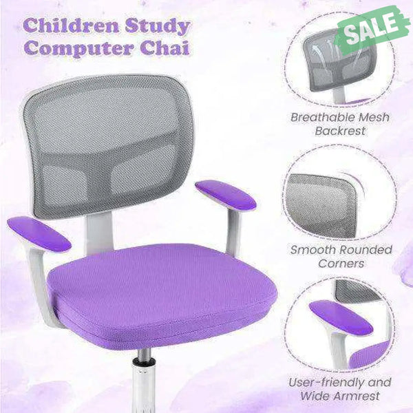 Adjustable Desk Chair with Auto Brake Casters for Kids-Blue Blue Kids Chairs & Seating