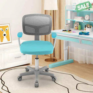 Adjustable Desk Chair with Auto Brake Casters for Kids-Blue Blue Kids Chairs & Seating