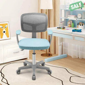 Adjustable Desk Chair with Auto Brake Casters for Kids-Blue Blue Kids Chairs & Seating