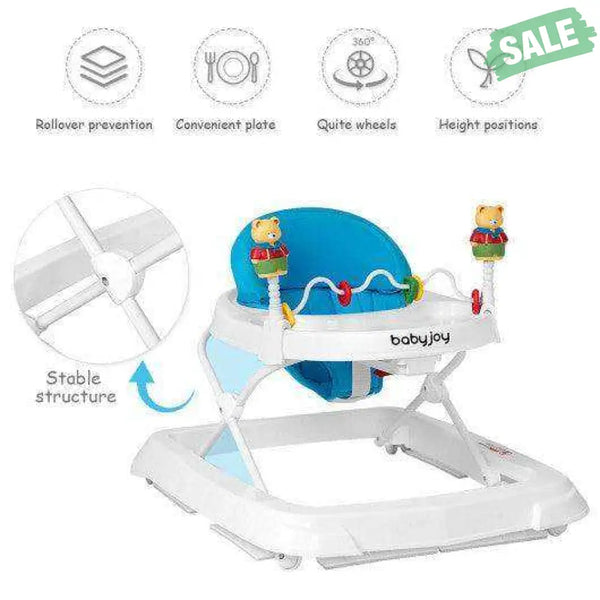 Adjustable Height Removable Folding Portable Baby Walker-Blue Blue Baby Walkers