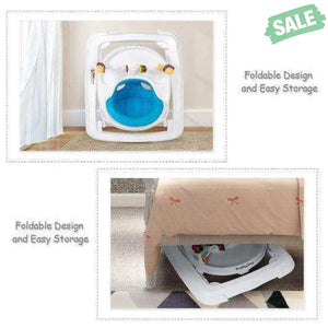 Adjustable Height Removable Folding Portable Baby Walker-Blue Blue Baby Walkers