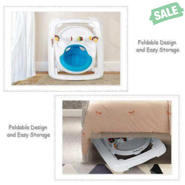 Adjustable Height Removable Folding Portable Baby Walker-Blue Blue Baby Walkers