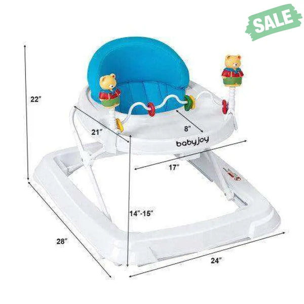 Adjustable Height Removable Folding Portable Baby Walker-Blue Blue Baby Walkers