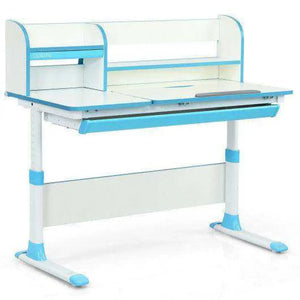 Adjustable Height Study Desk with Drawer and Tilted Desktop for School and Home-Blue Kids Table & Chair Sets