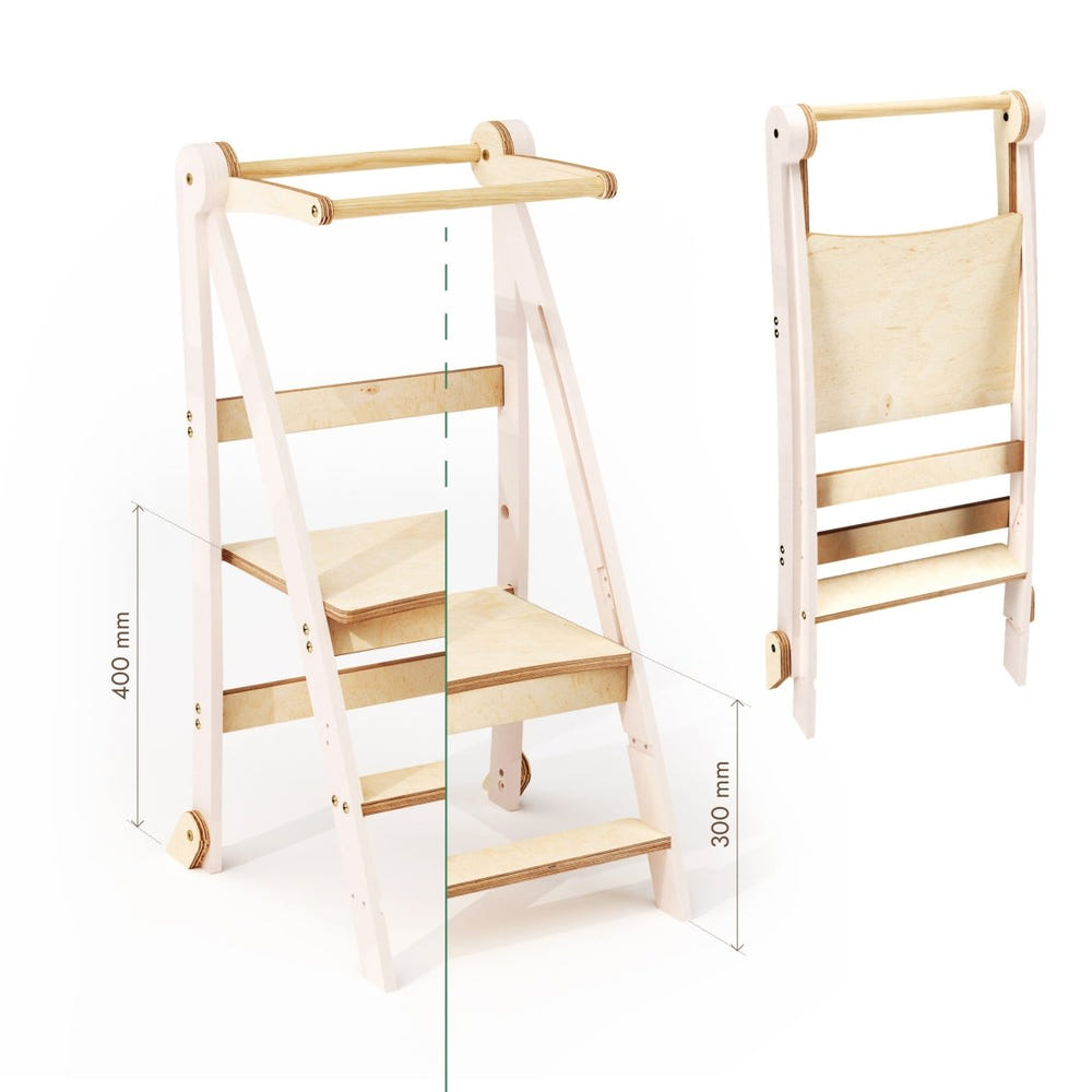 Adjustable Montessori Tower step stool for kids, perfect for potty training and safe independence.