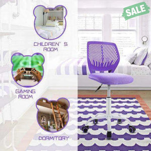 Adjustable Office Task Desk Armless Chair-Purple