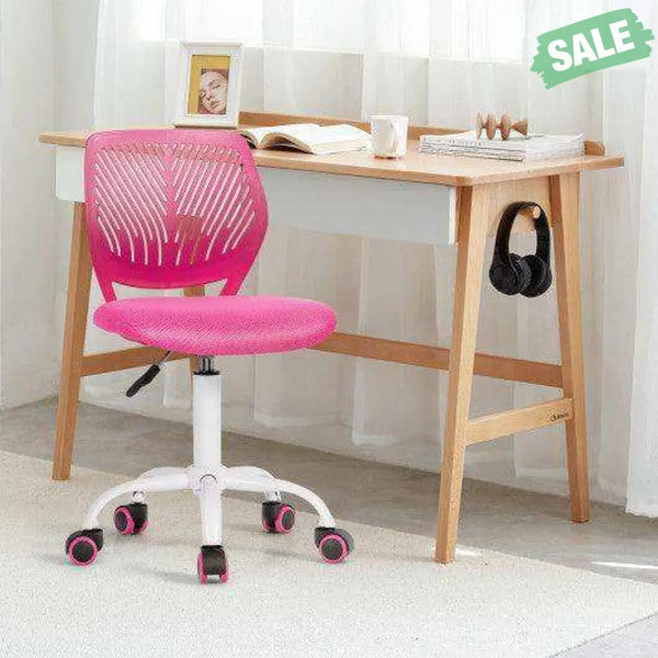 Adjustable Office Task Desk Armless Chair-Pink