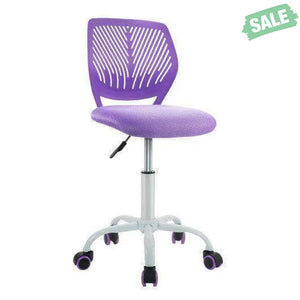 Adjustable Office Task Desk Armless Chair-Purple