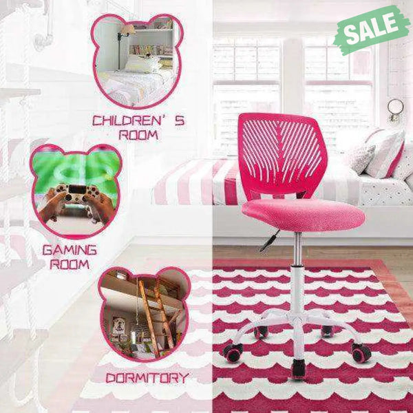 Adjustable Office Task Desk Armless Chair-Pink