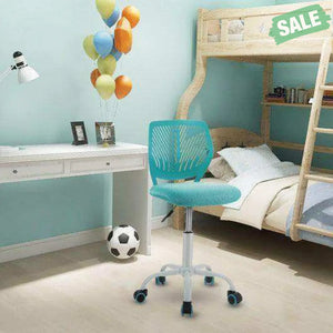 Adjustable Office Task Desk Armless Chair-Turquoise