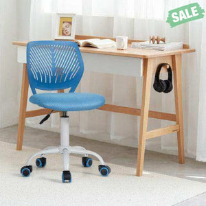 Adjustable Office Task Desk Armless Chair-Blue