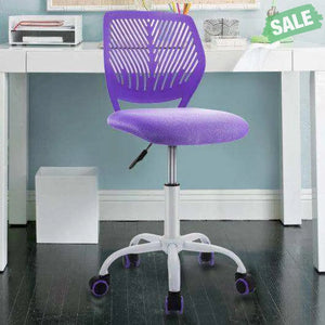 Adjustable Office Task Desk Armless Chair-Purple