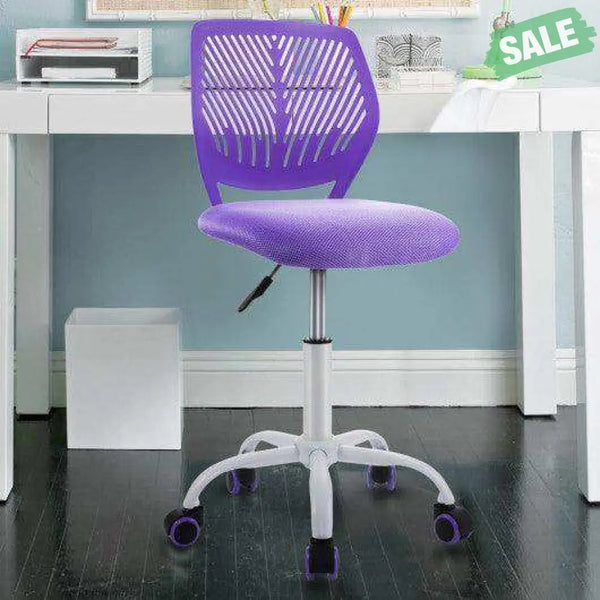 Adjustable Office Task Desk Armless Chair-Purple