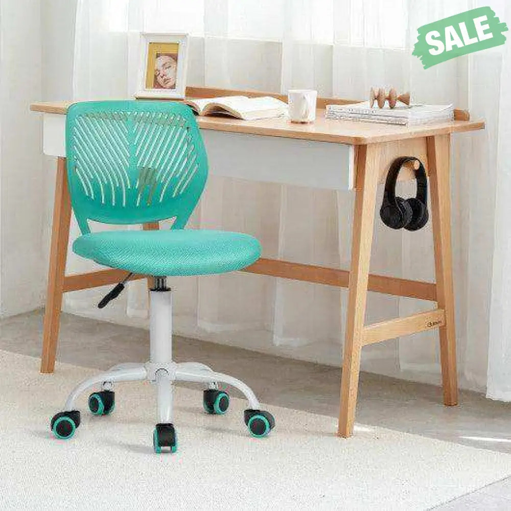 Adjustable Office Task Desk Armless Chair-Blue