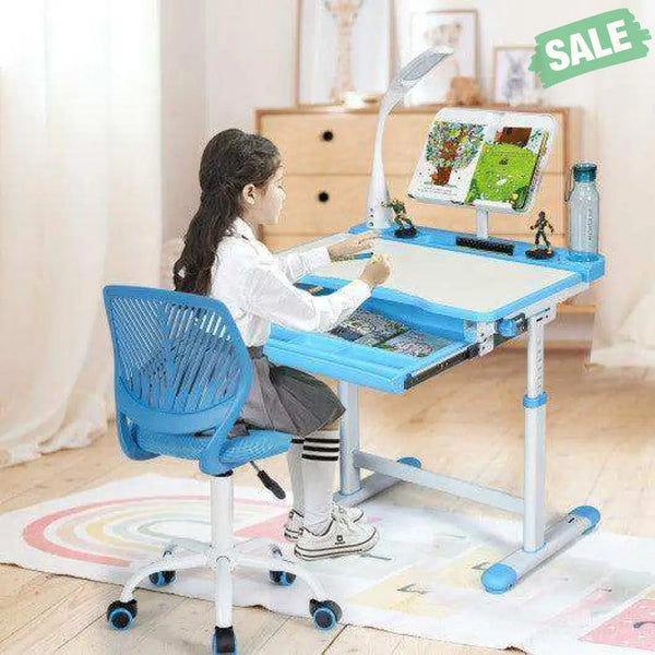 Adjustable Office Task Desk Armless Chair-Blue