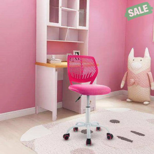 Adjustable Office Task Desk Armless Chair-Pink