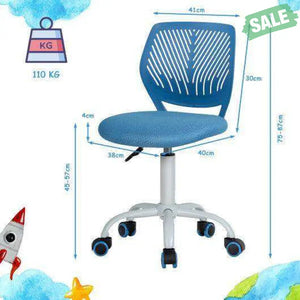 Adjustable Office Task Desk Armless Chair-Blue