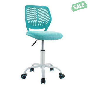 Adjustable Office Task Desk Armless Chair-Turquoise